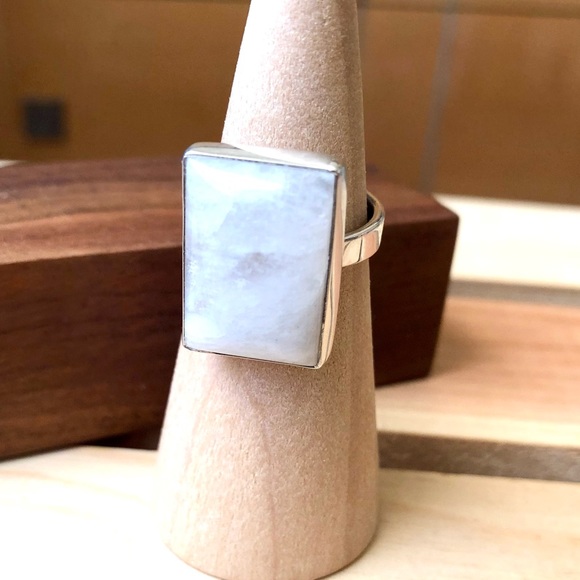Vintage Jewelry - Vintage Sterling Silver Cushion Solitaire Moonstone Ring